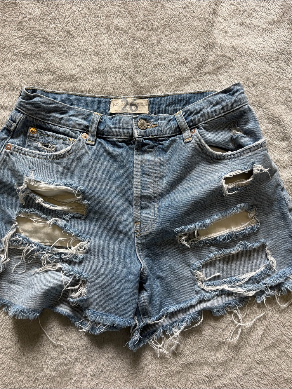 We The Free Light Blue Distressed Denim Jean Shorts